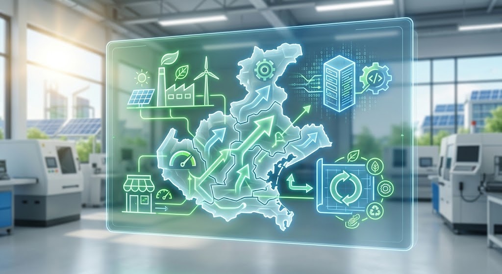 Immagine decarbonizzazione con sfondo Regione Veneto. generata da AI